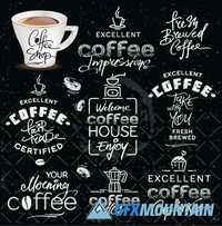 Calligraphic Logo Coffee Labels Organic Italian Food