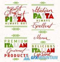 Calligraphic Logo Coffee Labels Organic Italian Food