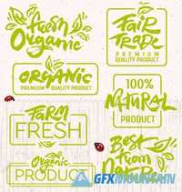 Calligraphic Logo Coffee Labels Organic Italian Food