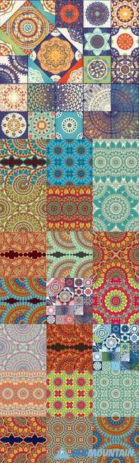 Seamless pattern vintage oriental decorative elements