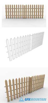 Realistic garden fence low poly model 