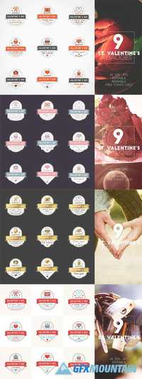 Set of 9 St. Valentine's Badges 504734
