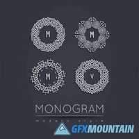 Monogram logo emblem elements design template6