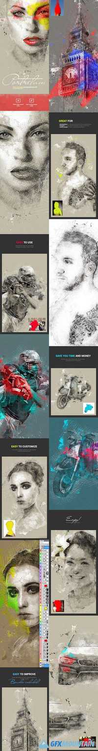 GraphicRiver - Portretum Sketch & Drawing PS Multi Action 14660425