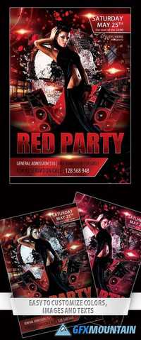 Red party Flyer PSD Template