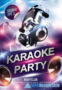 Karaoke party flyer PSD Template