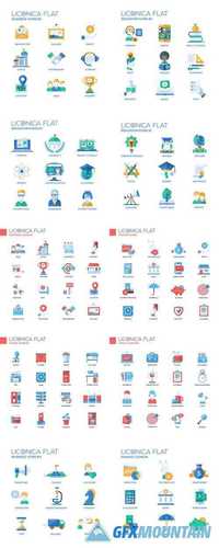 Set of Modern Business Office Flat Design Icons and Pictograms