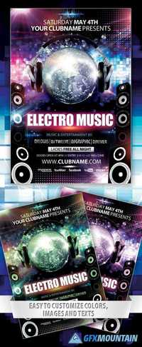 Electro music Flyer PSD Template