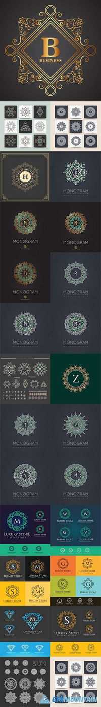 Monogram logo emblem elements design template13