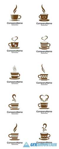 Coffee and Tea Cafe Logo Icon Vector