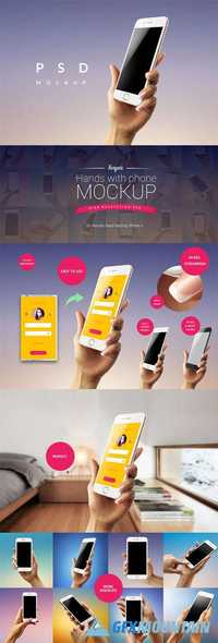 Hand With iPhone Mockup PSD 02