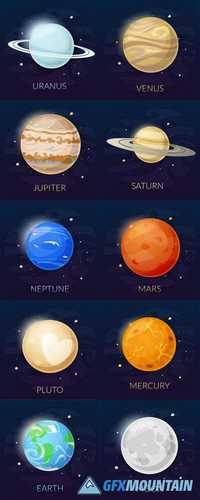 The Planets Vector Illustration Isolated