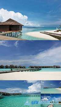 Beautiful Beach with Water Bungalows at Maldives