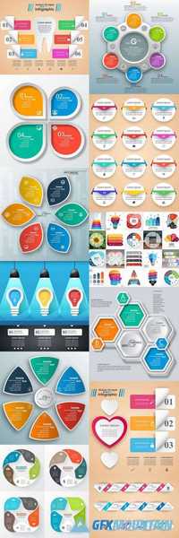 Vector Abstract 3D Paper Infographic Elements