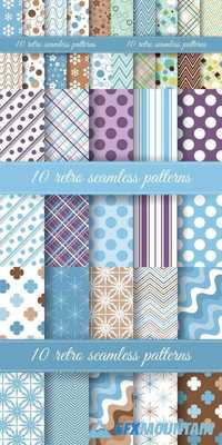 Set of Retro Seamless Patterns for Greeting Card, Invitation, Wrapping