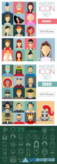 Avatar icon set People characters 583201