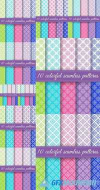 Set of Retro Seamless Patterns for Greeting Card, Invitation, Wrapping