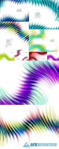 Abstract Colorful Waves on White Background - Shiny Bright Curves