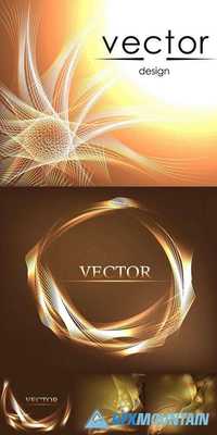 Abstract Vector Illustration of Glowing Lines on Brown Blur Background