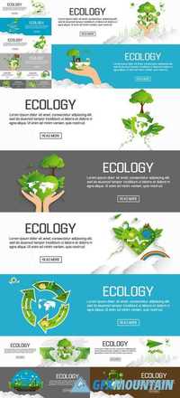 Flat Designed Banners for Ecology
