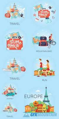 Tourism and Vacation Theme - Flat Design Vector