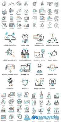 Thin Line Icons Set - Business Elements for Websites, Banners, Infographic Illustrations
