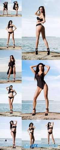 Beautiful and Fit Fashion Model in Swimsuit