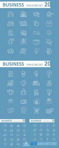 Set of 80 Thin Line Vector Business Icons