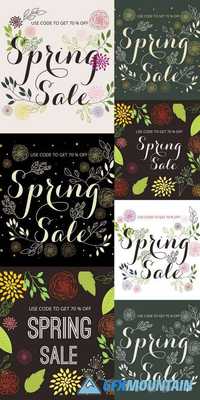 Spring Sale Banner and Floral Background