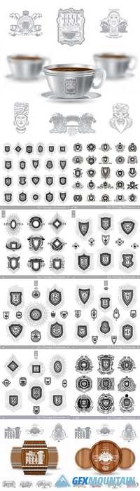 Monogram labels logos badges vintage elements 