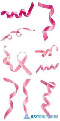 Pink Curved Ribbon Isolated on White