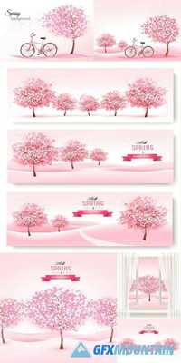 Spring Background with a Blossoming Tree