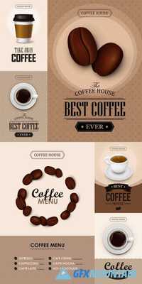 Poster Vector Template with Coffee - Advertising for Coffee Shop or Cafe