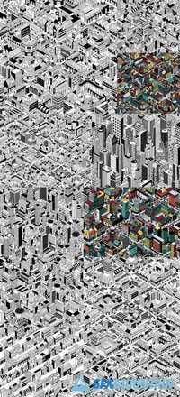 City Urban Blocks Isometric Seamless Pattern