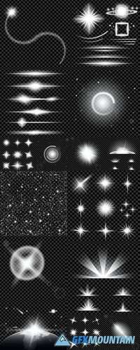 Creative Concept Vector Set of Glow Light Effect Stars Bursts with Sparkles Isolated on Black Background 3