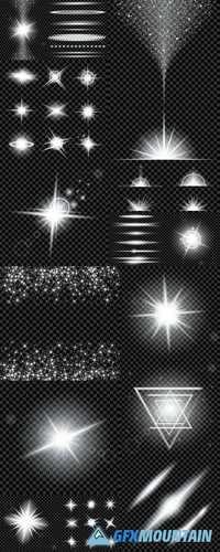 Creative Concept Vector Set of Glow Light Effect Stars Bursts with Sparkles Isolated on Black Background 4