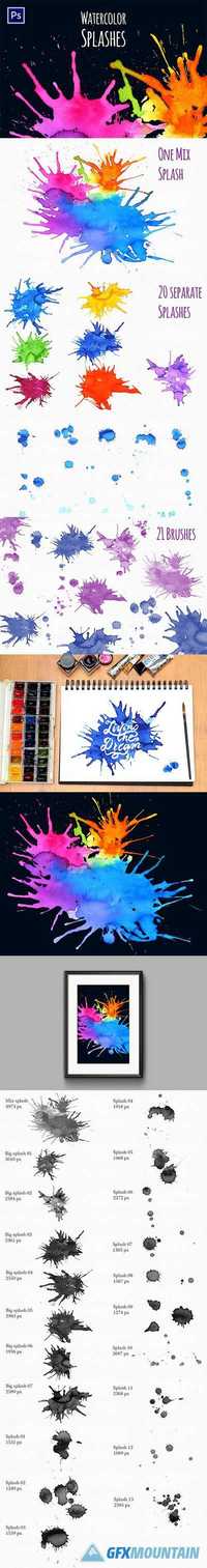 GraphicRiver - Watercolor Splash Brushes 15707350