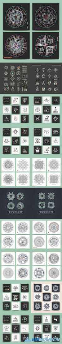 Monogram and ethnic design elements logos