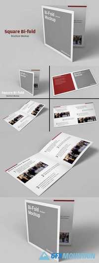 Square Bi-fold Brochure Mockup 652201