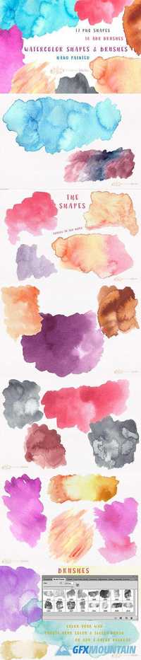  Watercolor Splotches Shapes Brushes  411735 