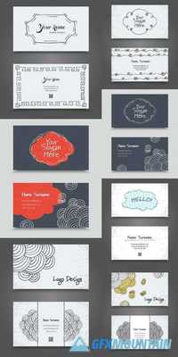 Visit Card with Hand Drawn Abstract Elements