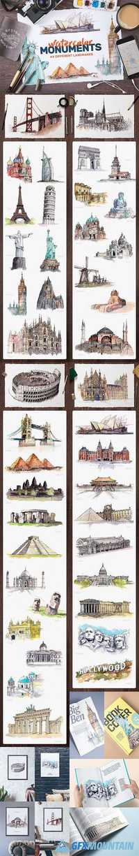 Watercolor Monument Paintings 706809