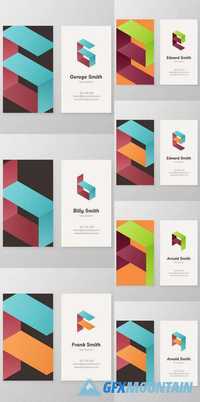 Business Cards Isometric Logo Letters