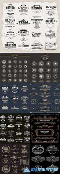 Vintage logos emblems badges and typography elements