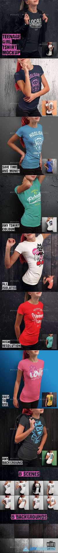 Graphicriver Teenage Girl T-shirt Mock-up 13756222