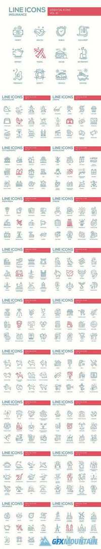 Thin line flat design of icons