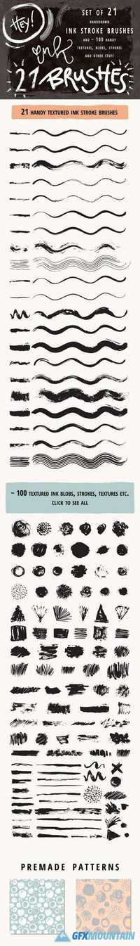 120 Set of 21 ink brushes for AI 733085