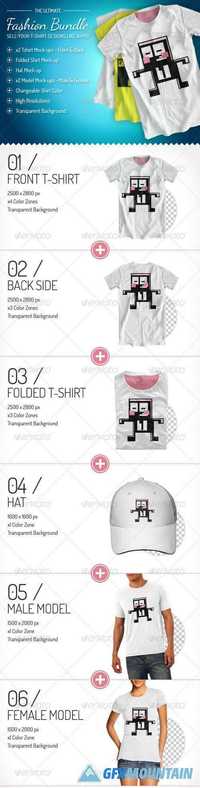 GraphicRiver Fashion Bundle - x3 T-shirt / x2 Models / Hat