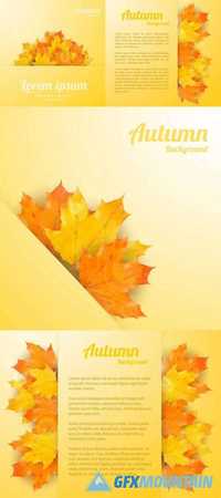 Autumn Background with Realistic Maple Leaves
