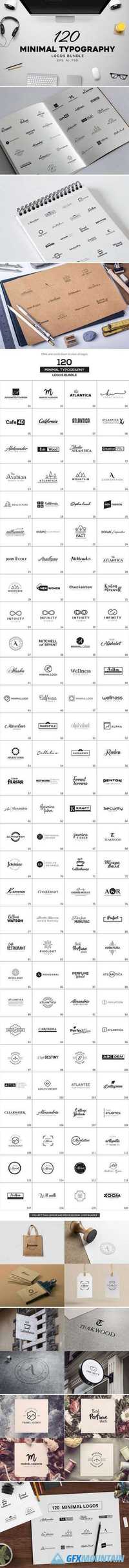 120 Minimal Typography Logos Bundle 820106